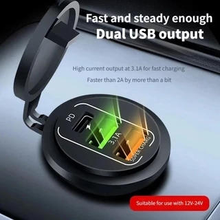 83W Max ชาร์จโทรศัพท์ซ็อกเก็ต 45W PD + QC3.0 Fast Charging 22.5W Dual USB + Type C Outlet 3 พอร์ตอะแดปเตอร์กันน้ํา 12 V-24 V