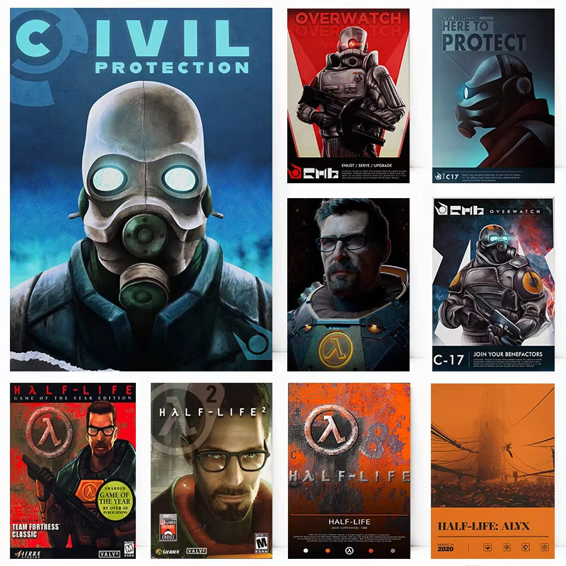 Half - Life 2 โปสเตอร์เกมป้ายรวม Elite Alternative Metro โปสเตอร์พิมพ์ Wall Art ภาพผ้าใบภาพวาดตกแต่งบ้าน
