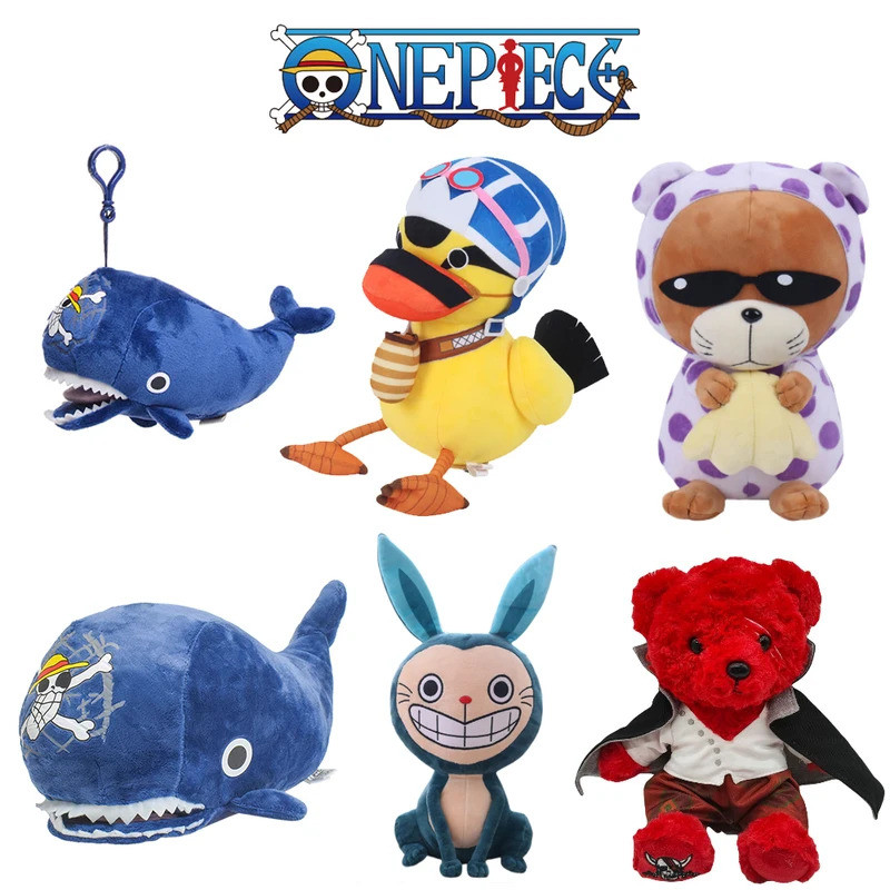 Original Anime One Piece Raab Laboon Plush Keychain Pendant Toy Whale Marine Animal Soft Stuffed Dol