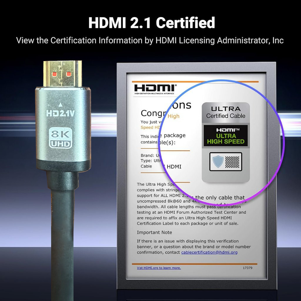สาย HDMI 2.1 คุณภาพสูง Gold-Plated Pure Copper Core 100% 8K @ 60Hz4K @ 240Hz48Gbps, eARC 1.5M 3M 5M 10M 15M 20M - รูปที่ 2