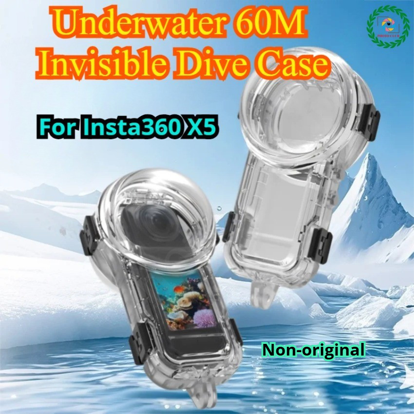 ใต้น้ํา 60M กรณีดําน้ําที่มองไม่เห็นสําหรับ Insta360 X5 ฝาครอบกันน้ําดําน้ําอุปกรณ์เสริมเชลล์