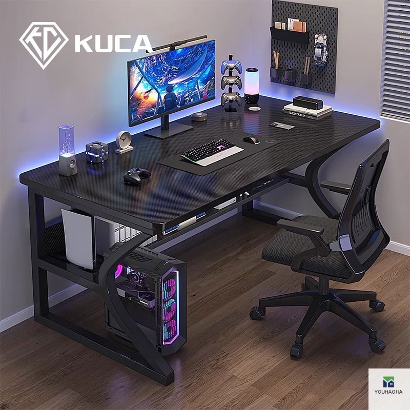โต๊ะเล่นเกมคุณภาพสูง KUCA โต๊ะป้องกันรอยขีดข่วนหนาและมั่นคงพื้นผิวคาร์บอนไฟเบอร์โต๊ะคอมพิวเตอร์โต๊ะท