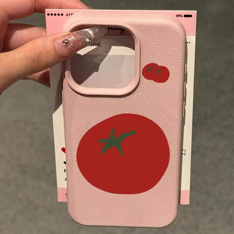 เคสโทรศัพท์ For iPhone 13 11 12 14 15 16 Pro Max Plus X Xr Xs Max มะเขือเทศ ลวดลาย เคส เคสซิลิโคน กันเปื้อน ลายลิ้นจี่