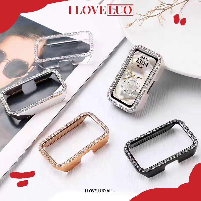 แฟชั่น Bling กรณีเพชร for Huawei Band 11 11 Pro 10 9 8 NFC เครื่องป้องกันหน้าจอ PCแข็ง ครอบคลุมกันชนเต็ม for Huawei Band