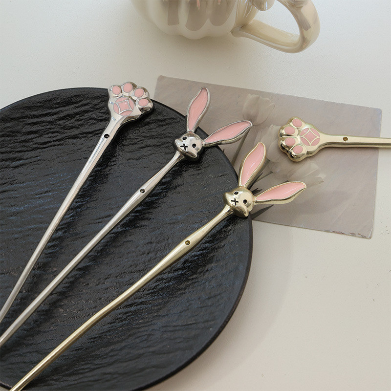 ใหม่สไตล์จีนแมว Paw กระต่าย Hairpin หญิง Niche ออกแบบโมเดิร์น Headdress อุปกรณ์เสริม