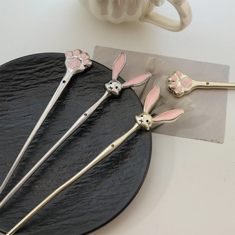 ใหม่สไตล์จีนแมว Paw กระต่าย Hairpin หญิง Niche ออกแบบโมเดิร์น Headdress อุปกรณ์เสริม