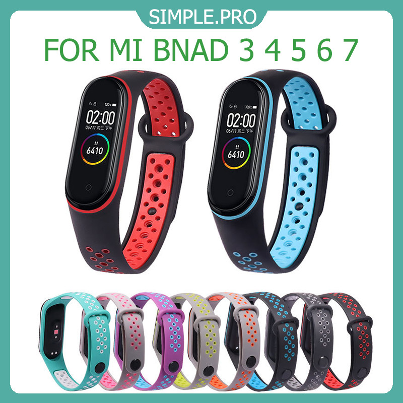 Xiaomi Mi Band 3/4/Mi Band 8/9/10 สายซิลิโคน สายรัดซิลิโคนสองสี สร้อยข้อมือกีฬา Xiaomi Mi Band 5/6/7