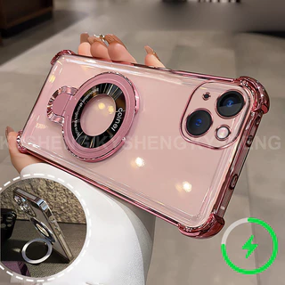 เคสสําหรับiPhone 13 14 pro max 14 plus 13 Mimiเคสโทรศัพท์ใหม่วงเล็บชาร์จแม่เหล็กสี่มุมAnti Dropโปร่งใสSoft shell 001