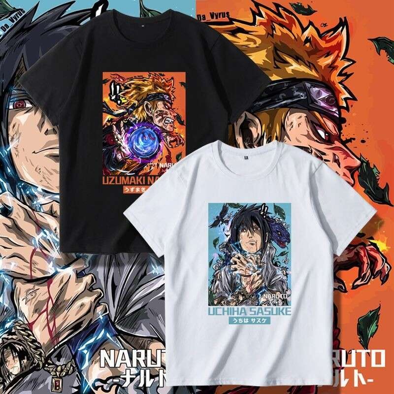 [ส่งสินค้า  เร็ว] Naruto t-Shirt Naruto Uchiha Sasuke Itachi Kakashi Street Wear Joint Clothes Stude