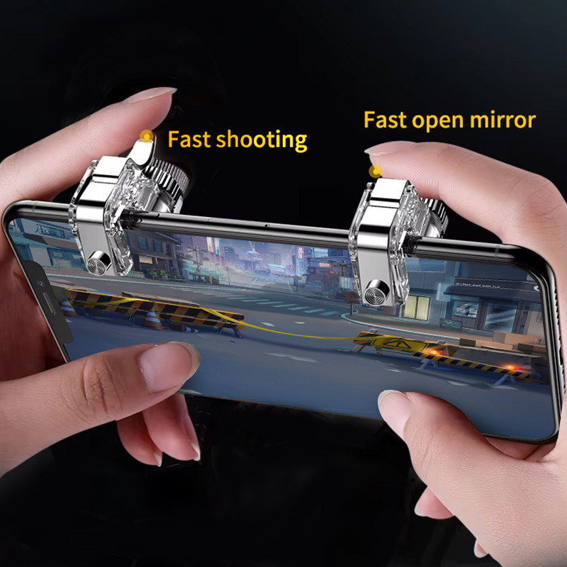 1 คู่ จอยเล่นเกม ปุ่มเล่นเกม มือถือแนว FPS Free Fire PUBG Call of duty การเชื่อมต่อทางกายภาพ จับเกม E-sports ปุ่มช่วยกลป