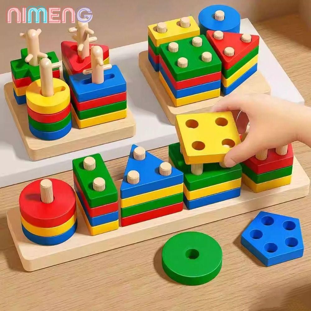 เกมพัฒนา NIMENG, ของขวัญเพื่อการศึกษาไม้ของเล่นประสาทสัมผัสสําหรับเด็ก, ของเล่นเพื่อการศึกษา Sorting Stacking Montessori แรงบันดาลใจ Fine Motor Skill ของเล่นของขวัญ