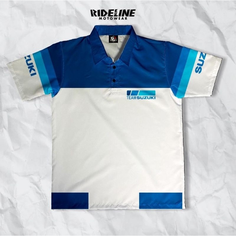 Kemeja Suzuki Vintage Blue Team Shirt เสื้อโปโล