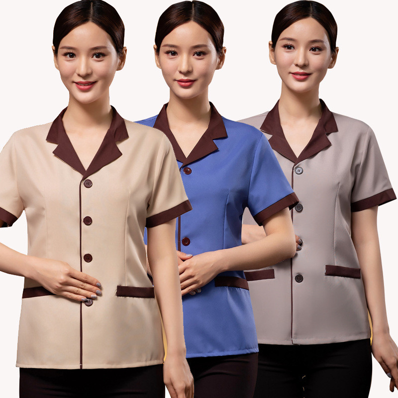 เสื้อเชิ้ตแขนสั้นฤดูร้อนและชุดทำความสะอาดชุดทำงาน – ชุดบริการของโรงแรม