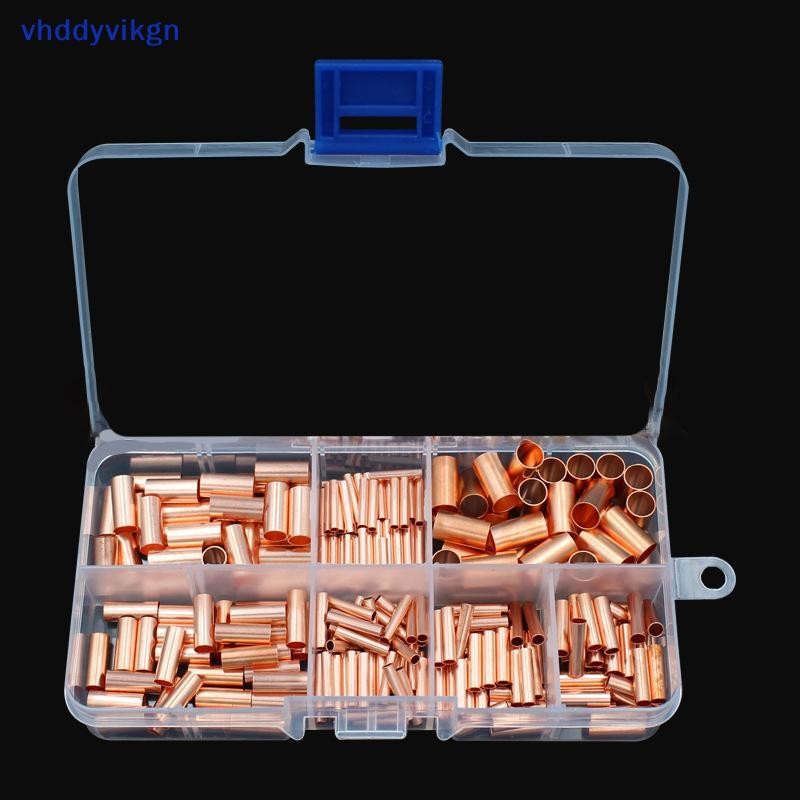 VHDD 125/250/414/578 ชิ้น Non ฉนวนไฟฟ้า Butt Terminal Assortment ชุดลวด Ferrules ชุด 7 ขนาดทองแดง Cr