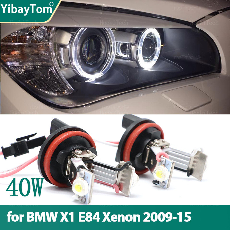 LED Angel Eye แหวนแสงอัตโนมัติ 6000K สําหรับ BMW X1 E84 ไฟหน้าซีนอน 2009-2015 40W สีขาว H8 LED