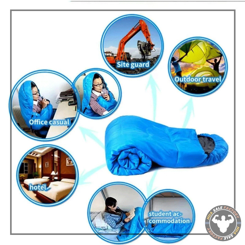 แคมป์ปิ้งถุงนอน ผ้านิ่ม แบบพกพา ขนาดกระทัดรัด Sleeping bag ถุงนอนพร้อมฮู้ด แคมป์ปิ้งกลางแจ้ง - รูปที่ 4