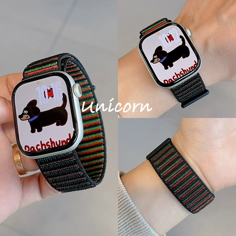 สายรัดไนลอนสําหรับ Apple Watch 42 มม.46 มม.45 มม.44 มม.40 มม.41 มม.49 มม.38 มม.สร้อยข้อมือสําหรับ iWatch Series 10 9 8 6 Se 7 ultra2 band