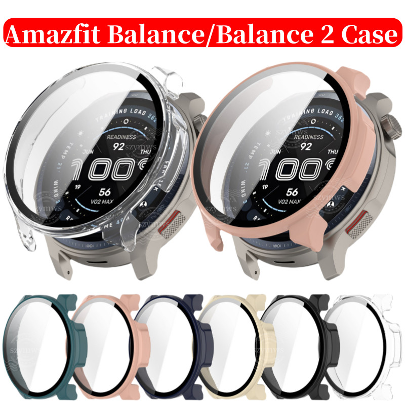 สําหรับ Amazfit Balance 2 กรณี Hard PC นาฬิกา + กระจกนิรภัยสําหรับ Huami Amazfit Balance หน้าจอ Protector Shell กันชนนาฬิกาฝาครอบป้องกัน