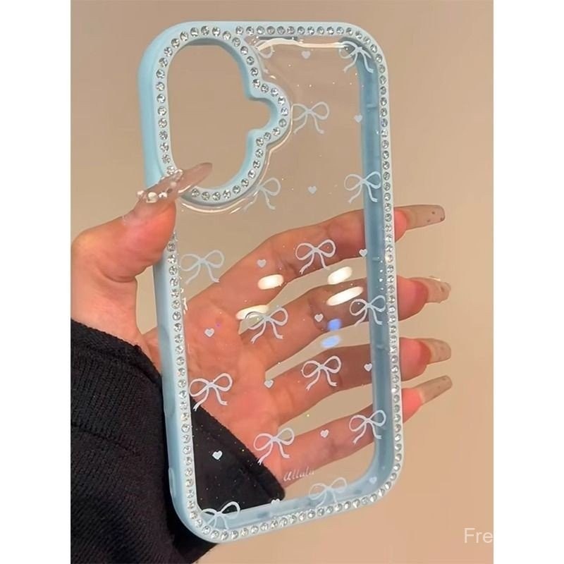 โบว์ไทเพชรสำหรับไอโฟน 12 16 11 14 13 15 13PRO 14PRO 13PROMAX 14PROMAX 13PLUS 16PLUS XR X/XS เคสโทรศั
