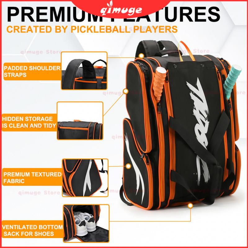 [Pickleball Bag] กระเป๋าเป้สะพายหลังกีฬากลางแจ้งความจุขนาดใหญ่ pickleball paddle bag