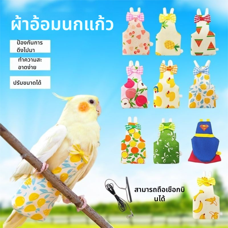 ชุดผ้าอ้อมนกแก้ว นกบัตเตอร์ฟลาย นกค๊อกคาเทล กางเกงอุจจาระ ผ้าอ้อมนกแก้ว ชุดบินกลางแจ้งปรับได้