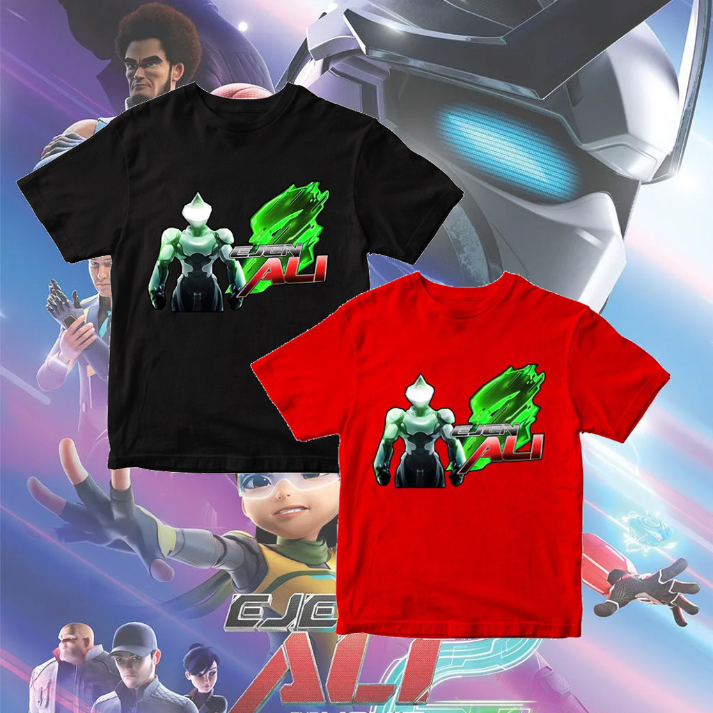 Ejen Ali The Movie 2 เสื้อยืด Baju Ejen Ali เด็กผู้ใหญ่ Ejen Ali Satria เสื้อยืด 100% ผ้าฝ้ายแขนสั้น