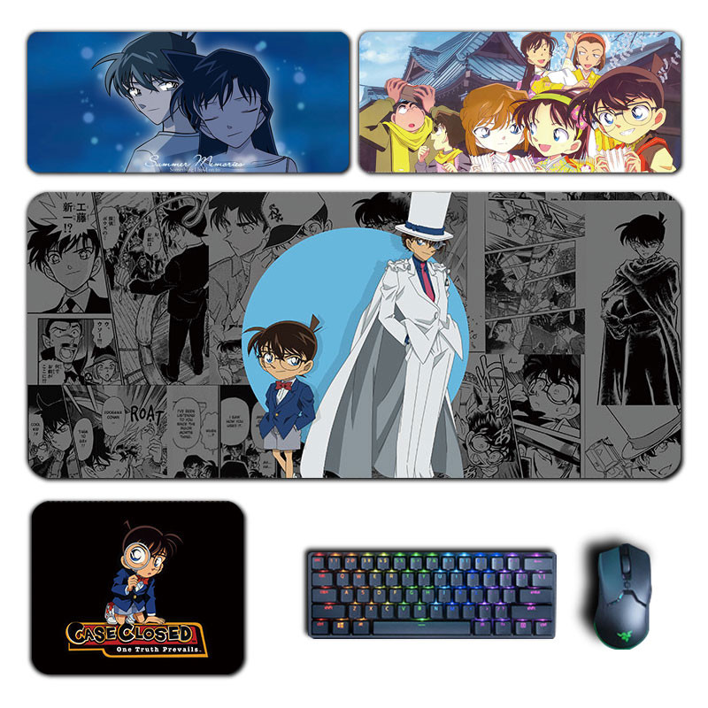 อะนิเมะนักสืบ Conan แผ่นรองเมาส์กรณีปิด Kudo Shinichi Haibara Ai Ran MousePad คอมพิวเตอร์แล็ปท็อปแป้นพิมพ์อุปกรณ์เสริมแผ่นรองโต๊ะ