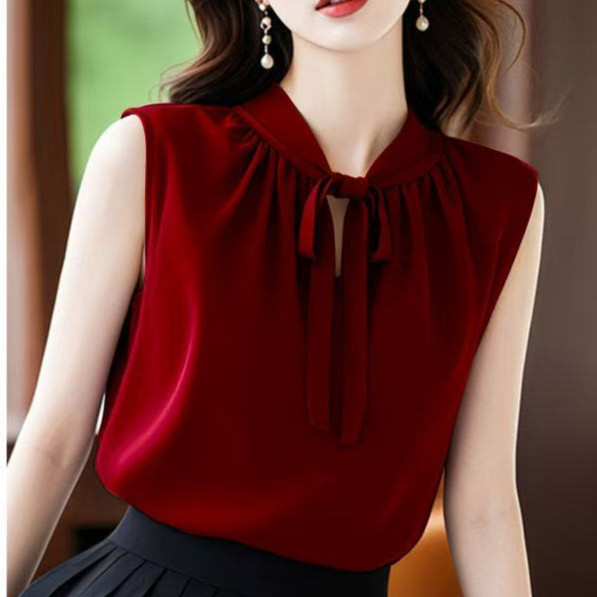 ผู้หญิงแฟชั่นเสื้อชีฟองแขนกุดที่มีสีสันฝรั่งเศสด้านบนเสื้อกั๊ก40-80กิโลกรัมขนาดใหญ่ฤดูร้อนสายรัดบางแฟชั่นเสื้อผ้าสําหรับความงามสุภาพสตร
