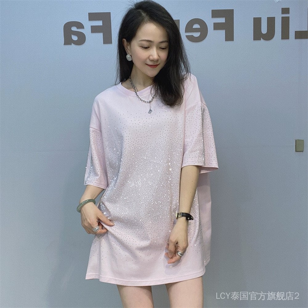 เสื้อยืดลำลองแขนสั้นขนาดใหญ่แฟชั่นเสื้อยืดคอกลมแฟชั่นไซส์ใหญ่ดูผอมเพรียวเสื้อผู้หญิงไซส์ใหญ่เสื้อคู่
