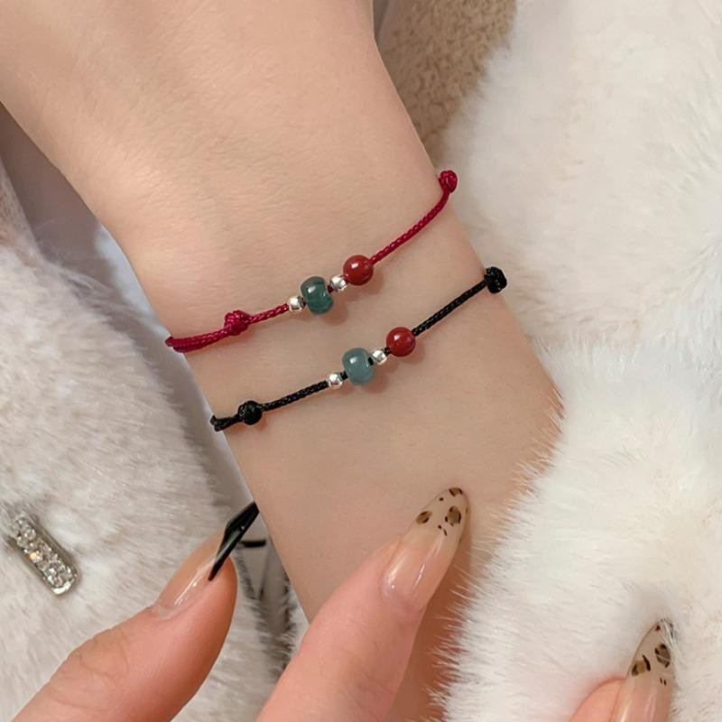 แฟชั่นเกาหลีโอนลูกปัดเชือกมือนักเรียนหญิงแฟนสร้อยข้อมือคู่ของขวัญ