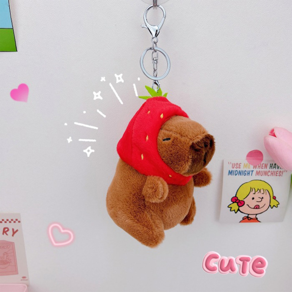 น่ารัก คาปิบาระ จี้ตุ๊กตาตุ๊กตาตุ๊กตานุ่มแบบพกพาและน้ําหนักเบาตุ๊กตาพวงกุญแจของเล่นสําหรับเด็กสาวของขวัญตกแต่งคอลเลกชัน