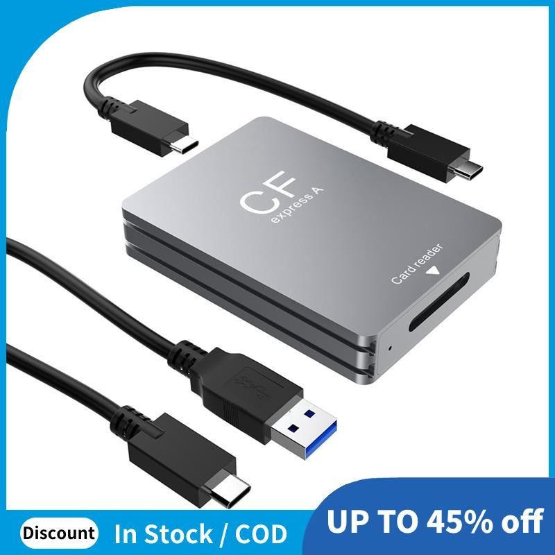 CFexpress เครื่องอ่านการ์ด Type A Silver-Gray USB 3.2 10Gbps CFexpress Reader พร้อมสาย USB C ถึง USB