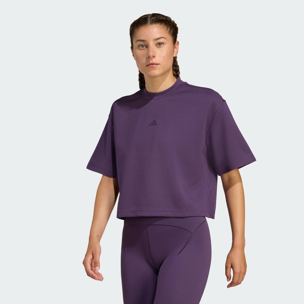 adidas Gym & Training Yoga Motion Waffle Tee Women Purple JM4478