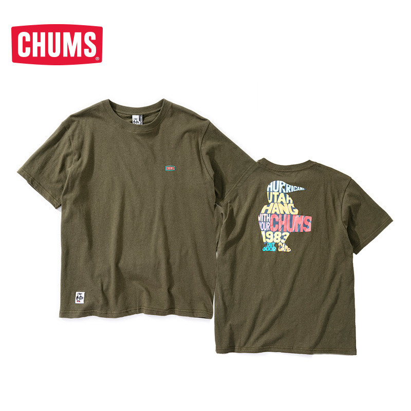 CHUMS Chacha เสื้อยืดแขนสั้นลําลองกลางแจ้งฤดูร้อนผู้ชายผู้หญิงสไตล์โลโก้พิมพ์รอบคอผ้าฝ้าย TCH01-1693