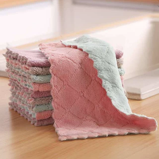 DZB HOME 25x15cm ผ้าเช็ดมือ ผ้าไมโครไฟเบอร์ หนานุ่ม