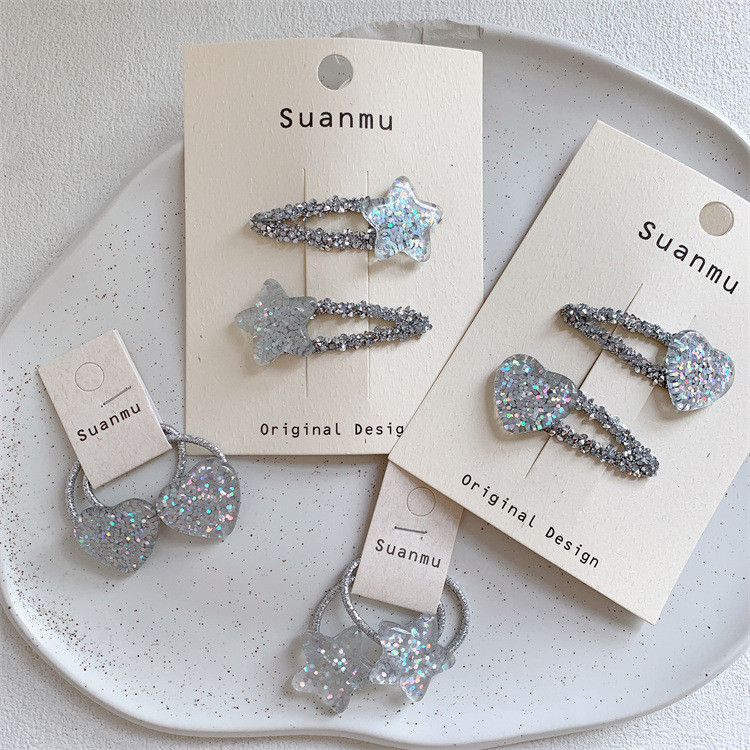 เลื่อมหัวใจดาวกิ๊บแหวนผมสําหรับเด็ก