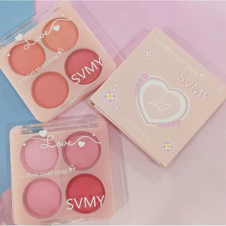 บลัชออน 4 สีโทนสีชมพูเนื้อแมตต์ ดูเป็นธรรมชาติ ติดทนนาน Face Palette Eyeshadow & Blush