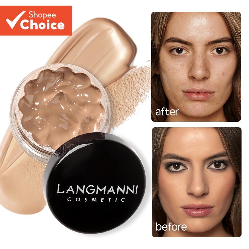 LANGMANNI 1PC Liquid Foundation & Concealer – Full Coverage, Matte Base, กันน้ํา; Hydrating, Brightening, เหมาะสําหรับแต่งหน้าทุกวัน