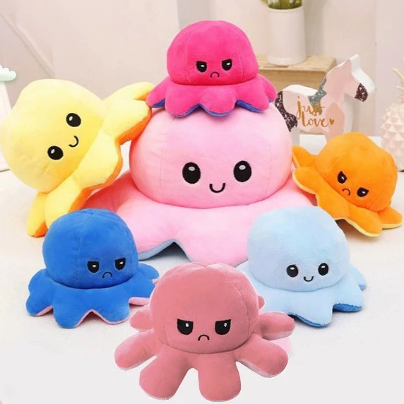 ตุ๊กตาปลาหมึกมหัศจรรย์ เปลี่ยนหน้าได้ 20cm สลับสีพลิกด้านได้ Reversible Octopus ของเล่นคลายเครีย ราคา ถูกที่สุด ดีลบีเคเค แกลเลอรีภาพที่ 2