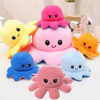 ตุ๊กตาปลาหมึกมหัศจรรย์ เปลี่ยนหน้าได้ 20cm สลับสีพลิกด้านได้ Reversible Octopus ของเล่นคลายเครีย