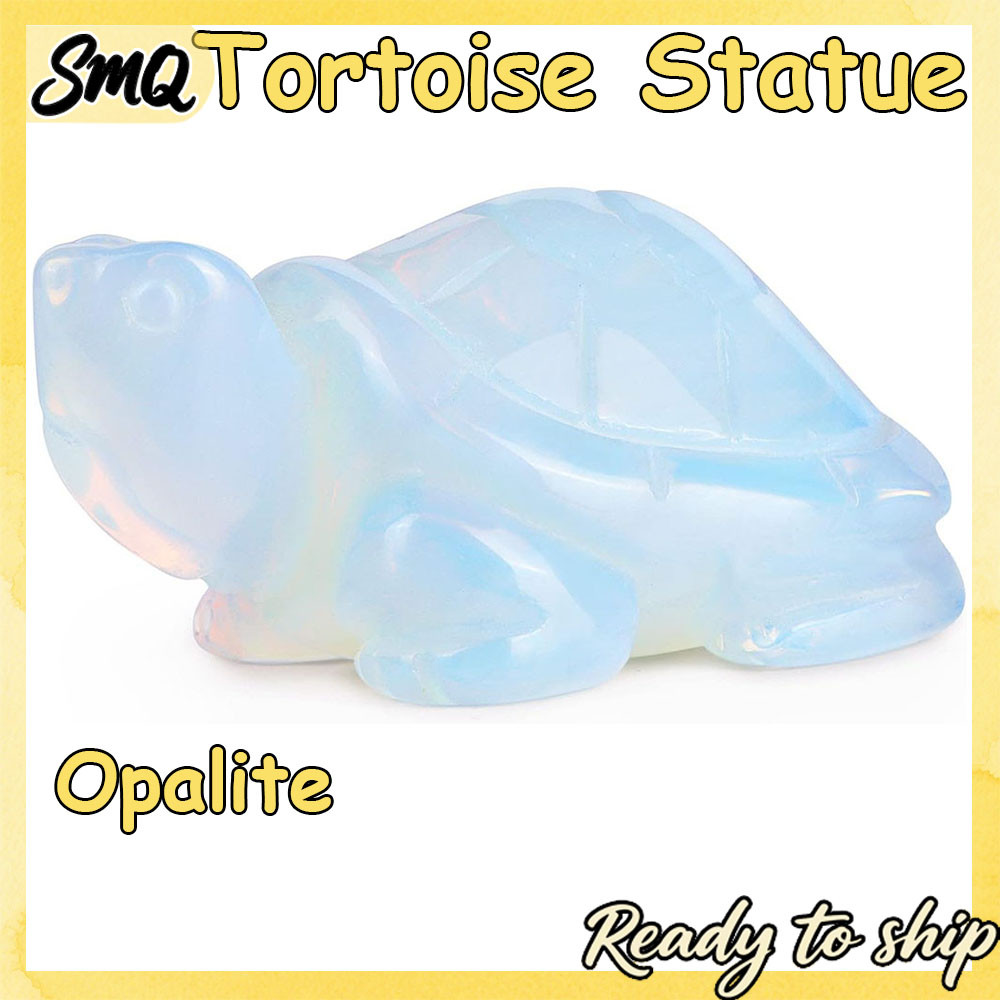 Hand-Carved เต่าFigurine หินธรรมชาติเต่ารูปปั้น Opalite Decor รถบ้านเครื่องประดับสํานักงาน