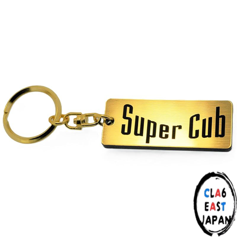 QA-323-1 Super Cub Keychain Black and Gold 2-Layer Acrylic Double Ring Gold Super Cub 50 Super Cub 1