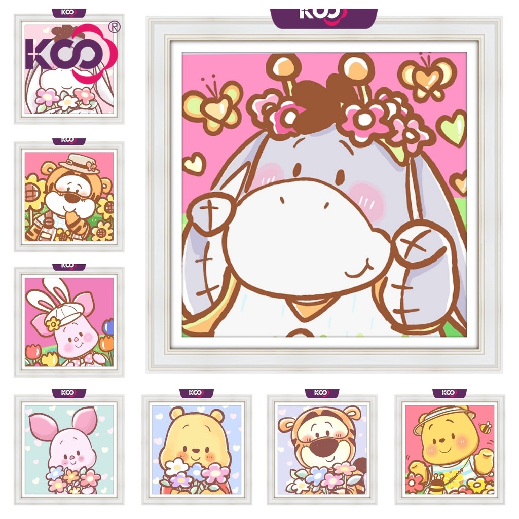 [KS]การ์ตูนน่ารัก Winnie the Pooh 5D ภาพวาดเพชรชุดคริสตัลปักครอสติสเพชรเต็มตกแต่งผนังบ้าน 30x30 ซม./40x40 ซม./50X50 ซม.