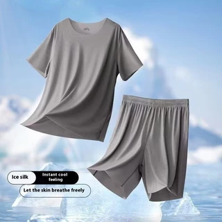 TLHGQ ชุดนอนผู้ชายโมดอลใส่สบายระบายอากาศและเย็น