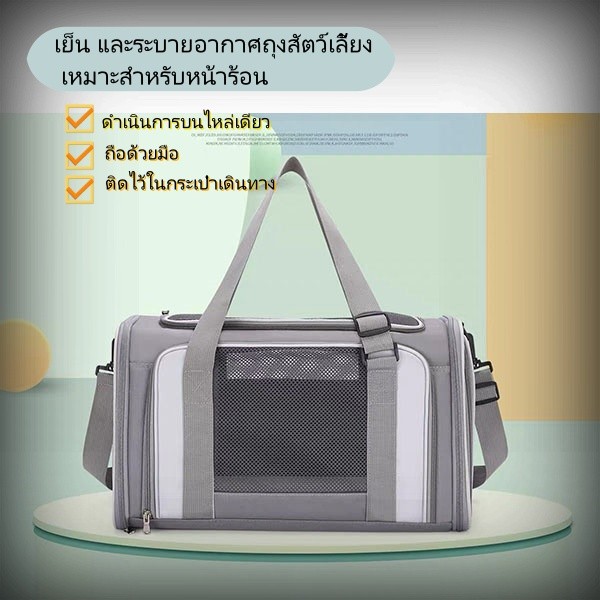 กระเป๋าแมวใบใหญ่ เป้แมว Size L ระบายอากาศ พับเก็บได้ กระเป๋าสะพายสุนัขและแมว