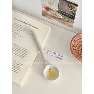ช้อนเซรามิก insช้อนรูปแบบลิ้น🍐 ช้อนไอศกรีม ช้อนขนมหวาน พร้อมส่ง