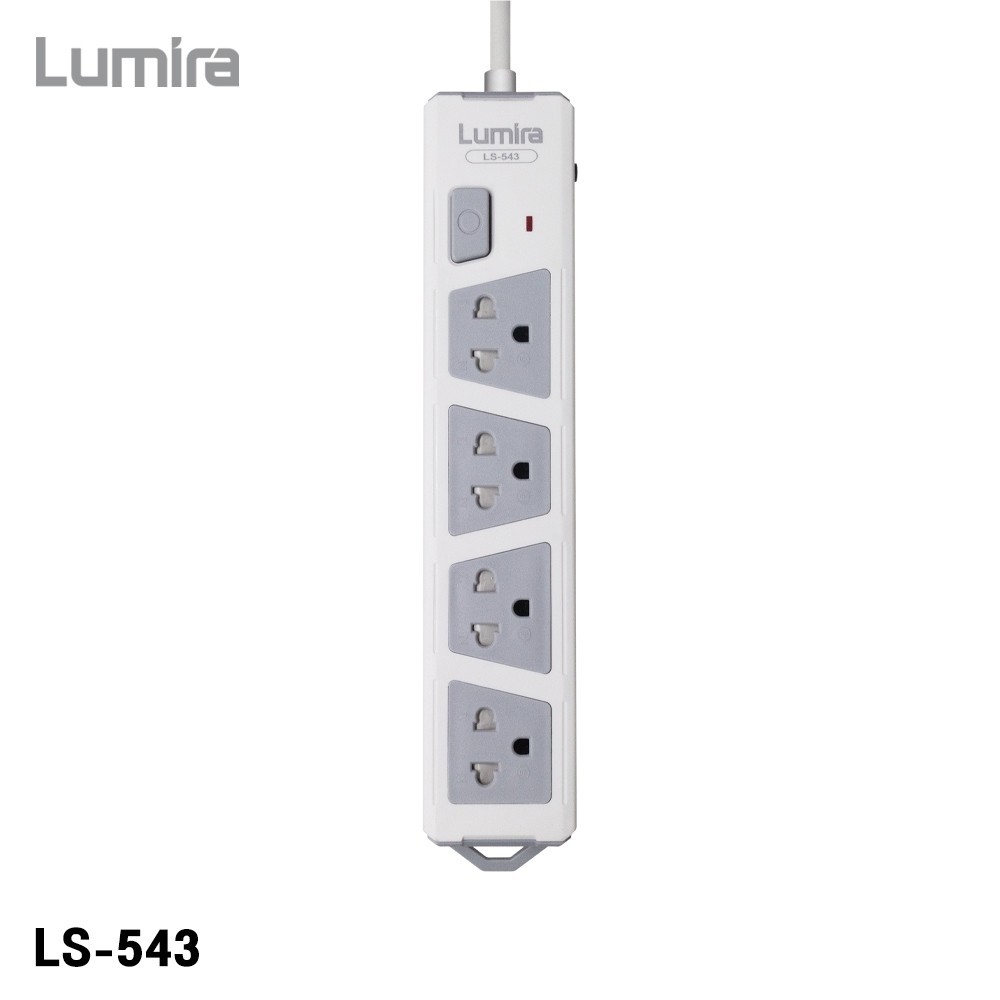 ! New Lumira ปลั๊กพ่วง LS-543 4 ช่อง สายยาว 3 เมตร มอก. เบรกเกอร์ตัดไฟ ป้องกันไฟกระชาก ประกัน 3 ปี
