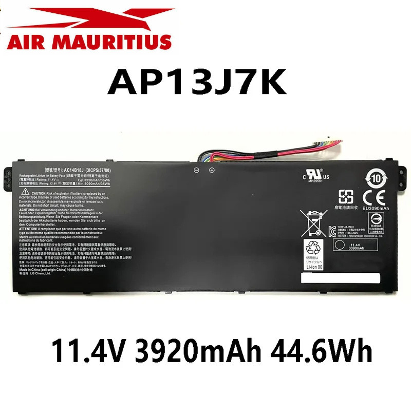 ap13j7k 11.4โวลต์3920มิลลิแอมป์ชั่วโมงแบตเตอรี่44,6wh สำหรับ ACER Chromebook C740 C740-C3P1 C740-C5U