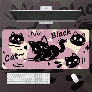 ​​90x40cm แมวดำอนิเมะเมาส์แพดเกมมิ่ง เมาส์แพดเล่นเกม ลายการ์…