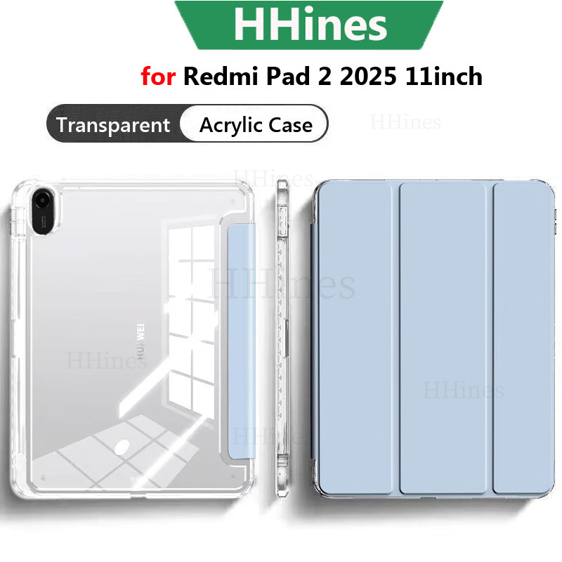 HHines สําหรับ Redmi Pad 2 2025 11 นิ้วสําหรับ Xiaomi MiPad 7 5 6 Pro 11 นิ้วสําหรับ RedmiPad SE 11 SE 8.7 แท็บเล็ต Hight โปร่งใสแท็บเล็ต Tri-พับป้องกันกรณีพร้อมช่องเสียบปากกา